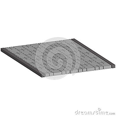 Layout example of paving slabs.Walking alley.Vector isometric and 3D view. Vector Illustration